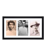 Biplabi Khudiram Bose, Master Da Surya Sen and Sahid Bhagat Singh three black and white Photos in One Frame | (Wall and Tabletop, Printed Photo, 8 x 14 inches Frame, Black)