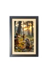 Adorable Hedgehog Holding a flower Black Photo Frame Funny Animal and Bird Cartoon Art