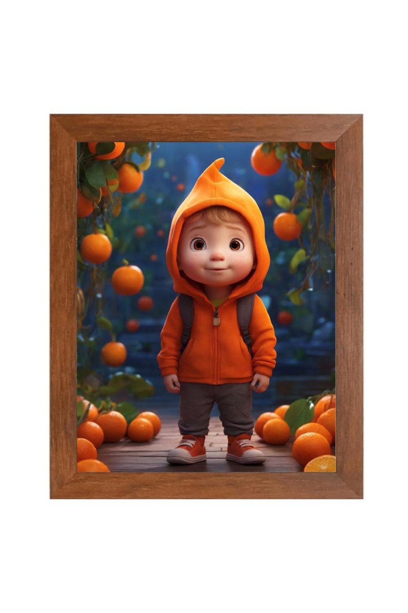 AI Funny KId Art Picture for Kids - 10x14 inches, Brown Color - Perfect Wall Decor for Children's Room