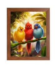AI Funny Cute Birds On Tree Art Picture for Kids - 10x14 inches, Brown Color - Perfect Wall Decor for Children's Room