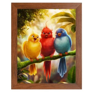 AI Funny Cute Birds On Tree Art Picture for Kids - 18x22 inches, Brown Color - Perfect Wall Decor for Children's Room AI Funny Cute Birds On Tree Art Picture for Kids - 18x22 inches, Brown Color - Perfect Wall Decor for Children's Room