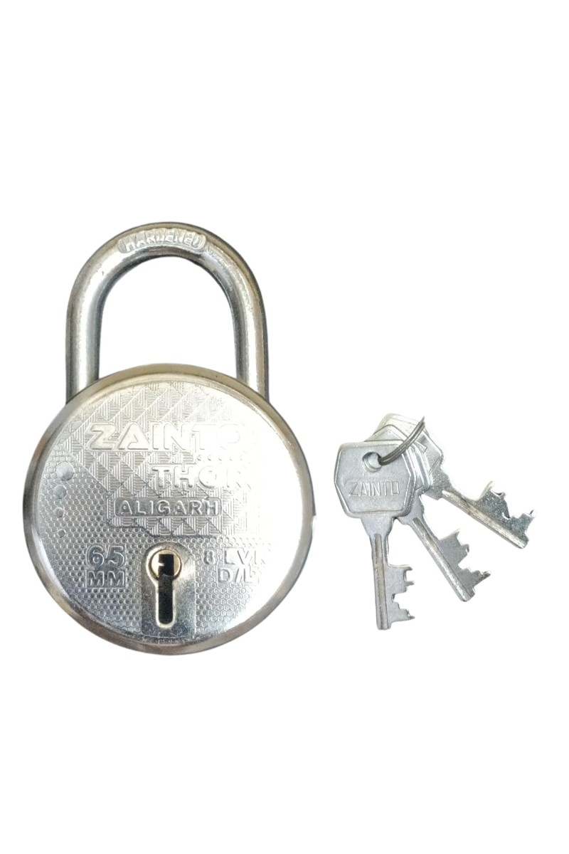 HiTechMart ZAINTO Thor 65mm 8 - Lever Heavy Duty Iron Padlock with Hardened Shackle and 3 Keys | High-Security Round Padlock for Home, Office, and Outdoor Use