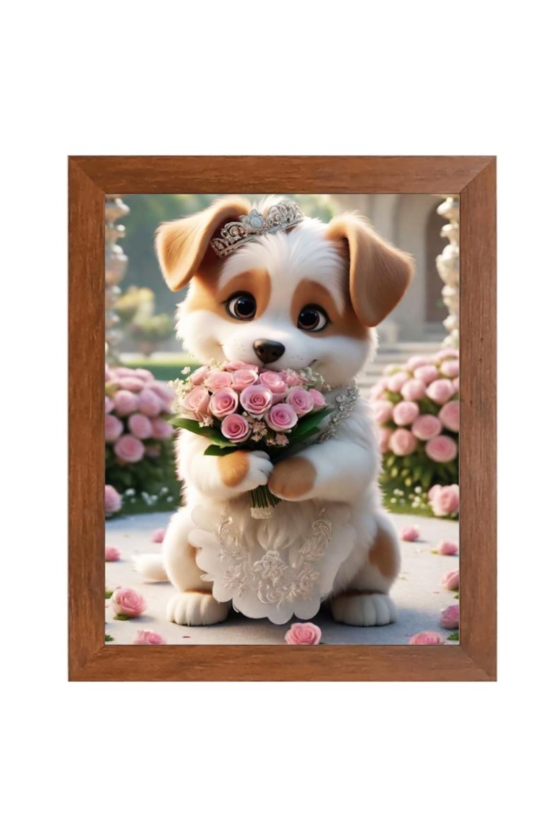 AI Funny Cute Dog Art Picture for Kids - 10x14 inches, Brown Color - Perfect Wall Decor for Children's Room