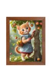 AI Funny Cute Kitty Cat Art Picture for Kids - 10x14 inches, Brown Color - Perfect Wall Decor for Children's Room