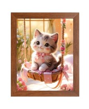 AI Funny Cute Cat Art Picture for Kids - 10x14 inches, Brown Color - Perfect Wall Decor for Children's Room