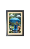 The cute cartoon squirrels under umbrella Photo Frame Funny Animal and Bird Cartoon Art, Black color, 17x21 Inch