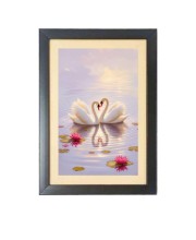 Two lovely swans in the lake Black Photo Frame Funny Animal and Bird Cartoon Art