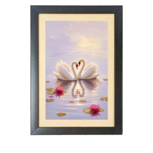 Two lovely swans in the lake Photo Frame Funny Animal and Bird Cartoon Art, Black color, 15x19 Inch Two lovely swans in the lake Photo Frame Funny Animal and Bird Cartoon Art, Black color, 15x19 Inch