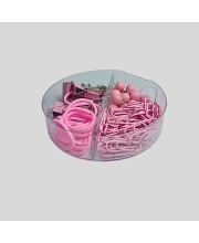 Hitech Sales Pink Edition Desk Accessories Set (Paper Clips, Push Pins, Binder Clips, Rubber Set) (Pack of 1)