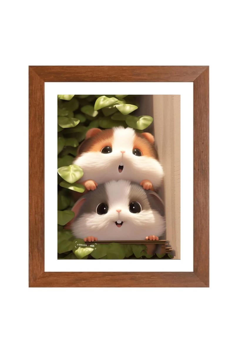 AI Funny Cute Cat Art Picture for Kids - 10x14 inches, Brown Color - Perfect Wall Decor for Children's Room