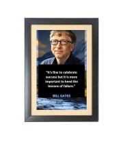 Bill Gates & His Famous Quote Photo Frame - Brown Frame, 11x15 Inches, Perfect for Office & Wall Decoration, Ideal Gift