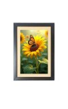 The beautiful butterfly near sunflower Black Photo Frame Funny Animal and Bird Cartoon Art