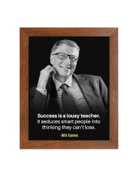 Bill Gates & His Famous Quote Photo Frame - Brown Frame, Perfect for Office & Wall Decoration, Ideal Gift