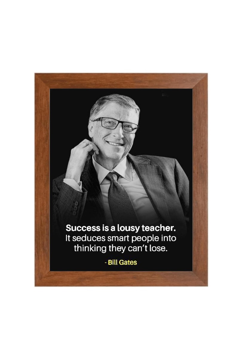 Bill Gates & Famous Quote Brown Frame, 12x16InchesInspirational Wall Art for Office, Home DecorIdeal Spiritual Gift
