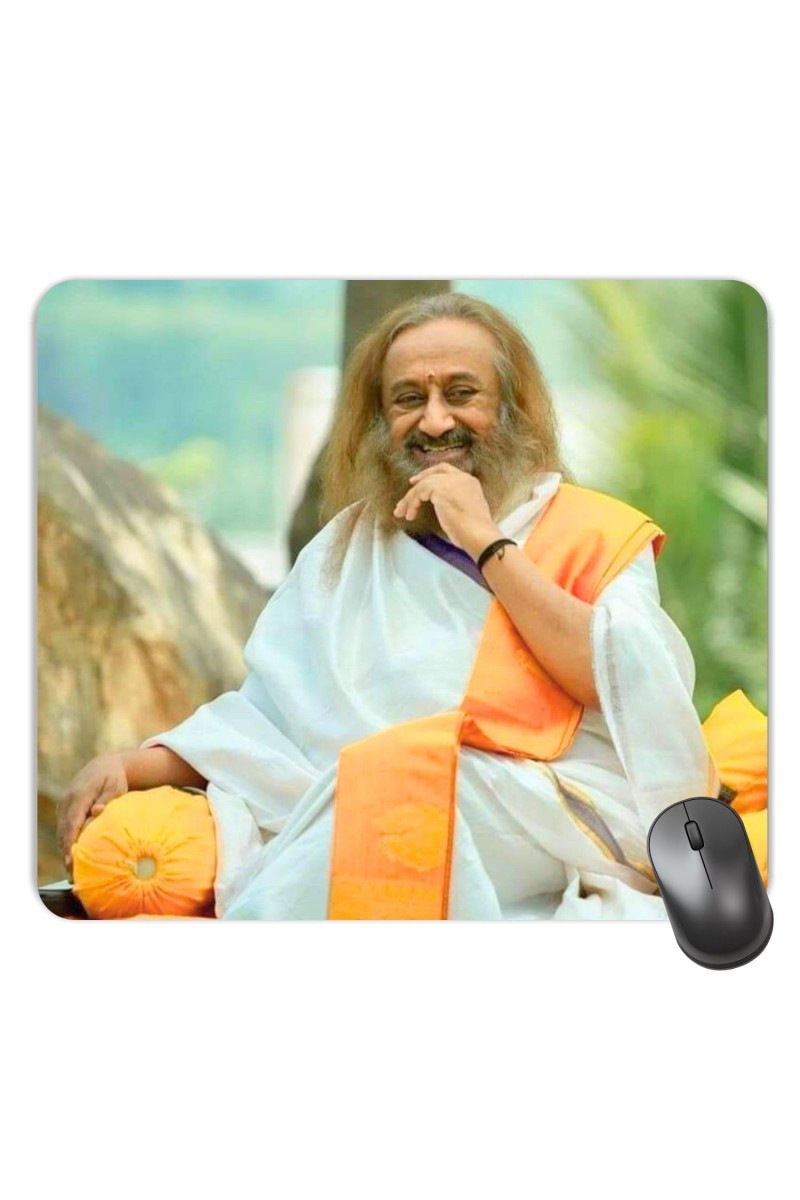 Customized Sri Sri Ravi Shankar Ji Picture Sublimation Mouse Pad | 8 X 7.5 Inch | Smooth Cloth Surface | Non-Slip Rubber Base | Personalized Mousepad for Laptop & Desktop (F17139)