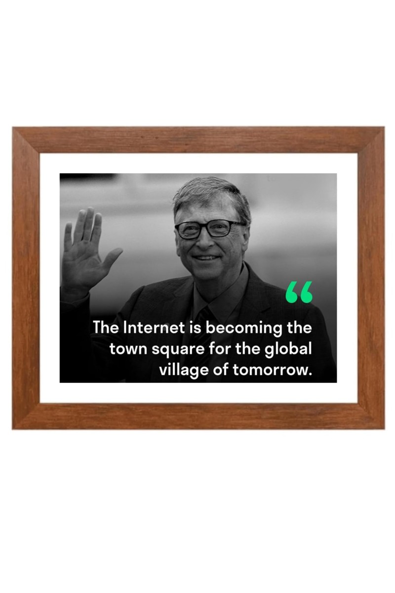 Bill Gates & Famous Quote Brown Frame, 12x16InchesInspirational Wall Art for Office, Home DecorIdeal Spiritual Gift
