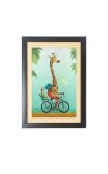 The cartoon animal is riding a bicycle Black Photo Frame Funny Animal and Bird Cartoon Art