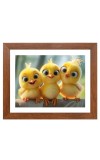 AI Funny Cute Birds On Tree Art Picture for Kids - 18x22 inches, Brown Color - Perfect Wall Decor for Children's Room