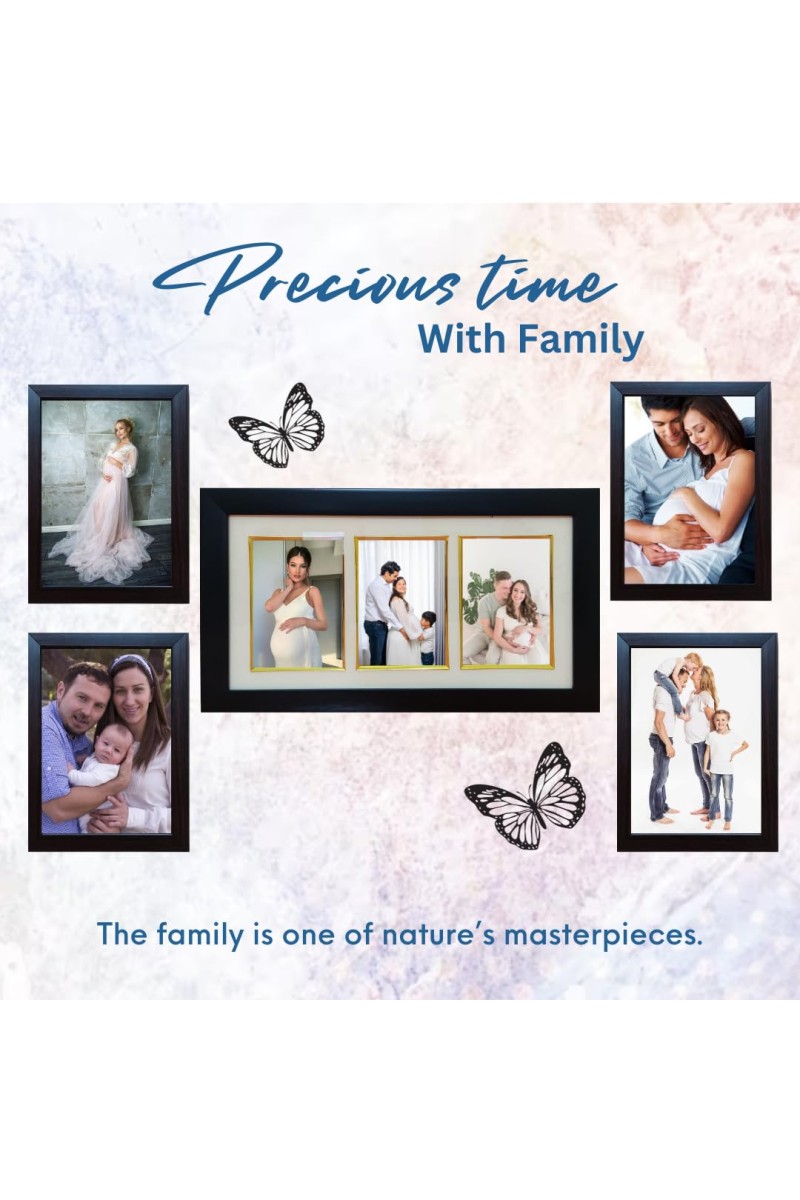 Hitech Family Photo Frame set of 5 individual wall photo frame with MDF plaque (Only Frame) For Anniversary, Birthday And All Occasions Frame (Wall Mount, Black)