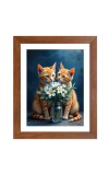 AI Funny Cute Cat Art Picture for Kids - 10x14 inches, Brown Color - Perfect Wall Decor for Children's Room