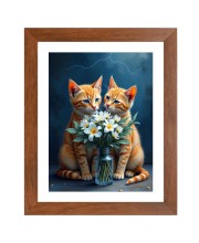 AI Funny Cute Cat Art Picture for Kids - 10x14 inches, Brown Color - Perfect Wall Decor for Children's Room