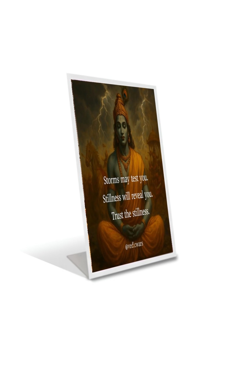 Car Desk/Table Top Shree Krishna Acrylic L-Style Photo Stand - 2.5x3.5 Inches, Compact And Stylish Spiritual Display (F6680)