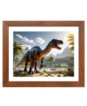 AI Funny Dinosaurs Art Picture for Kids - 10x14 inches, Brown Color - Perfect Wall Decor for Children's Room