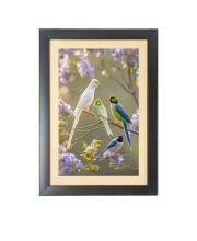 The colorful parrots Black Photo Frame Funny Animal and Bird Cartoon Art