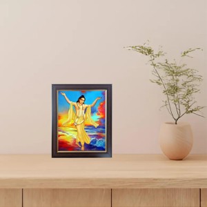 Hitech Sales Shri Chaitanya Mahaprabhu Photo Frame for Pooja Room, Temple Decor, Home Decoration and Gift (Wall and Tabletop, Rectangular, Polystyrene Frame, Printed Photo, 24 x 29 cm, Black)