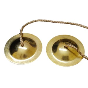 HiTechMart Handcrafted Brass Manjeera – 9cm Indian Classical Musical Instrument for Bhajan, Kirtan, Puja – Traditional Cymbals with Clear, Resonant Sound – 185gm Lightweight with Durable String