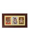 Sri Jagannath, Sri krishna and Sri Ganesh Color Photo Frame -14X7.5 Inch, Elegant Religious Home & Temple Decor