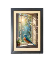 The colorful bird Photo Frame Funny Animal and Bird Cartoon Art, Black color, 11x15 Inch