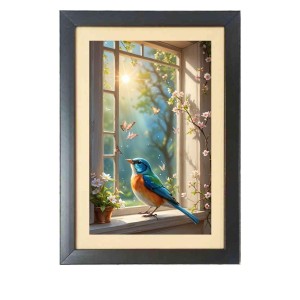 The colorful bird Photo Frame Funny Animal and Bird Cartoon Art, Black color, 19x23 Inch The colorful bird Photo Frame Funny Animal and Bird Cartoon Art, Black color, 19x23 Inch