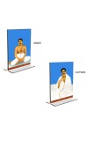 Car Desk/Table Top Anukul Chandra Thakur & Sri Baroda Acrylic T-Style Photo Stand - 2.5x3.5 Inches, Compact and Stylish Spiritual Display, easily change 2 photos (Pack of 1)