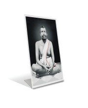 Car Desk/Table Top Sri Ramkrishna Acrylic L-Style Photo Stand - 2.5x3.5 Inches, Compact And Stylish Spiritual Display (F6703)