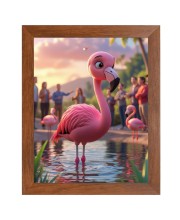 AI Funny Flamingo Art Picture for Kids - 10x14 inches, Brown Color - Perfect Wall Decor for Children's Room