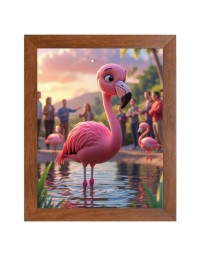 AI Funny Flamingo Art Picture for Kids - 12x16 inches, Brown Color - Perfect Wall Decor for Children's Room