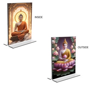 Buddha Acrylic T-Style Photo Stand - 11x13 Inches, Compact and Stylish Spiritual Display, easily change 2 photos (Pack of 1)