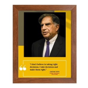 Shree Ratan Naval Tata & Famous Quote Brown Frame, 18x22InchesInspirational Wall Art for Office, Home DecorIdeal Spiritual Gift