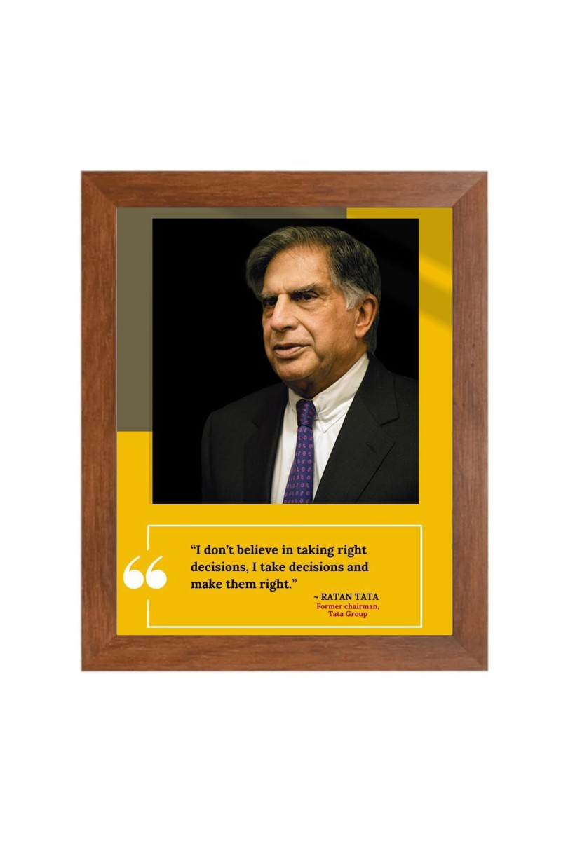 Shree Ratan Naval Tata & Famous Quote Brown Frame, 16x20InchesInspirational Wall Art for Office, Home DecorIdeal Spiritual Gift