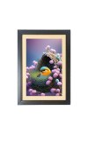 The cute bird is sitting in the nest Black Photo Frame Funny Animal and Bird Cartoon Art