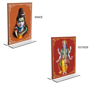 Lord Shiva & Lord Vishnu Acrylic T-Style Photo Stand - 9x11 Inches, Compact and Stylish Spiritual Display, easily change 2 photos (Pack of 1) Lord Shiva & Lord Vishnu Acrylic T-Style Photo Stand - 9x11 Inches, Compact and Stylish Spiritual Display, easily change 2 photos (Pack of 1)