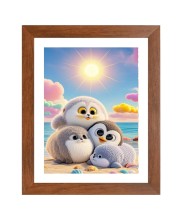 AI Funny Cute penguins Art Picture for Kids - 10x14 inches, Brown Color - Perfect Wall Decor for Children's Room