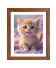 AI Funny Cute Kitty Cat Art Picture for Kids - 10x14 inches, Brown Color - Perfect Wall Decor for Children's Room