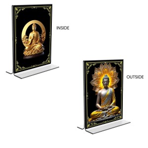 Buddha Acrylic T-Style Photo Stand - 5x7 Inches, Compact and Stylish Spiritual Display, easily change 2 photos (Pack of 1)