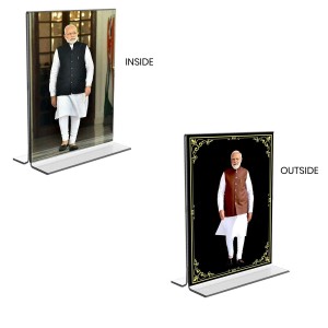 Sri Narendra Modi Acrylic T-Style Photo Stand - 11x13 Inches, Compact and Stylish Spiritual Display, easily change 2 photos (Pack of 1) Sri Narendra Modi Acrylic T-Style Photo Stand - 11x13 Inches, Compact and Stylish Spiritual Display, easily change 2 photos (Pack of 1)