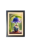 Purple color bird under roof of purple colour flower Photo Frame Funny Animal and Bird Cartoon Art, Black color, 15x19 Inch