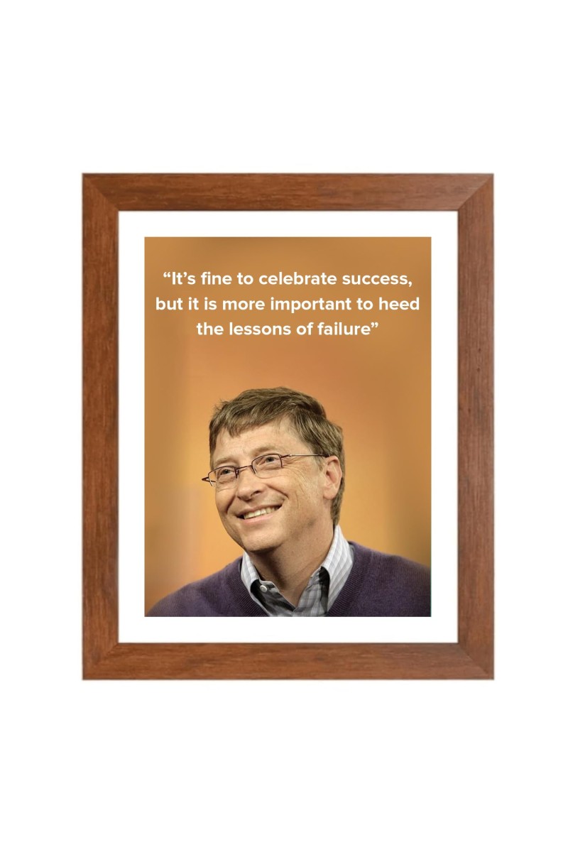 Bill Gates & Famous Quote Brown Frame, 16x20InchesInspirational Wall Art for Office, Home DecorIdeal Spiritual Gift