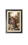The fierce tiger gently held a delicate flower Black Photo Frame Funny Animal and Bird Cartoon Art