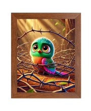 AI Funny Cute Bird Art Picture for Kids - 10x14 inches, Brown Color - Perfect Wall Decor for Children's Room